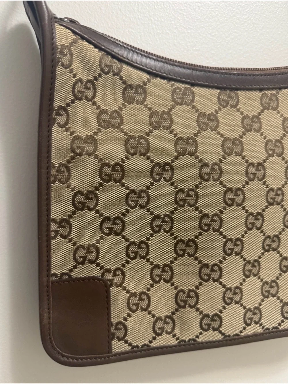 Gucci Tan and Brown GG Monogram Shoulder Bag EUC